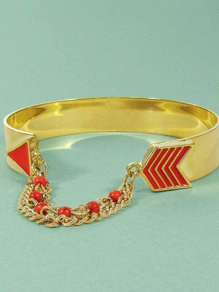 Enamel Arrow Beads Linked Chain Cuff Bracelet for wholesale by TheTizana
