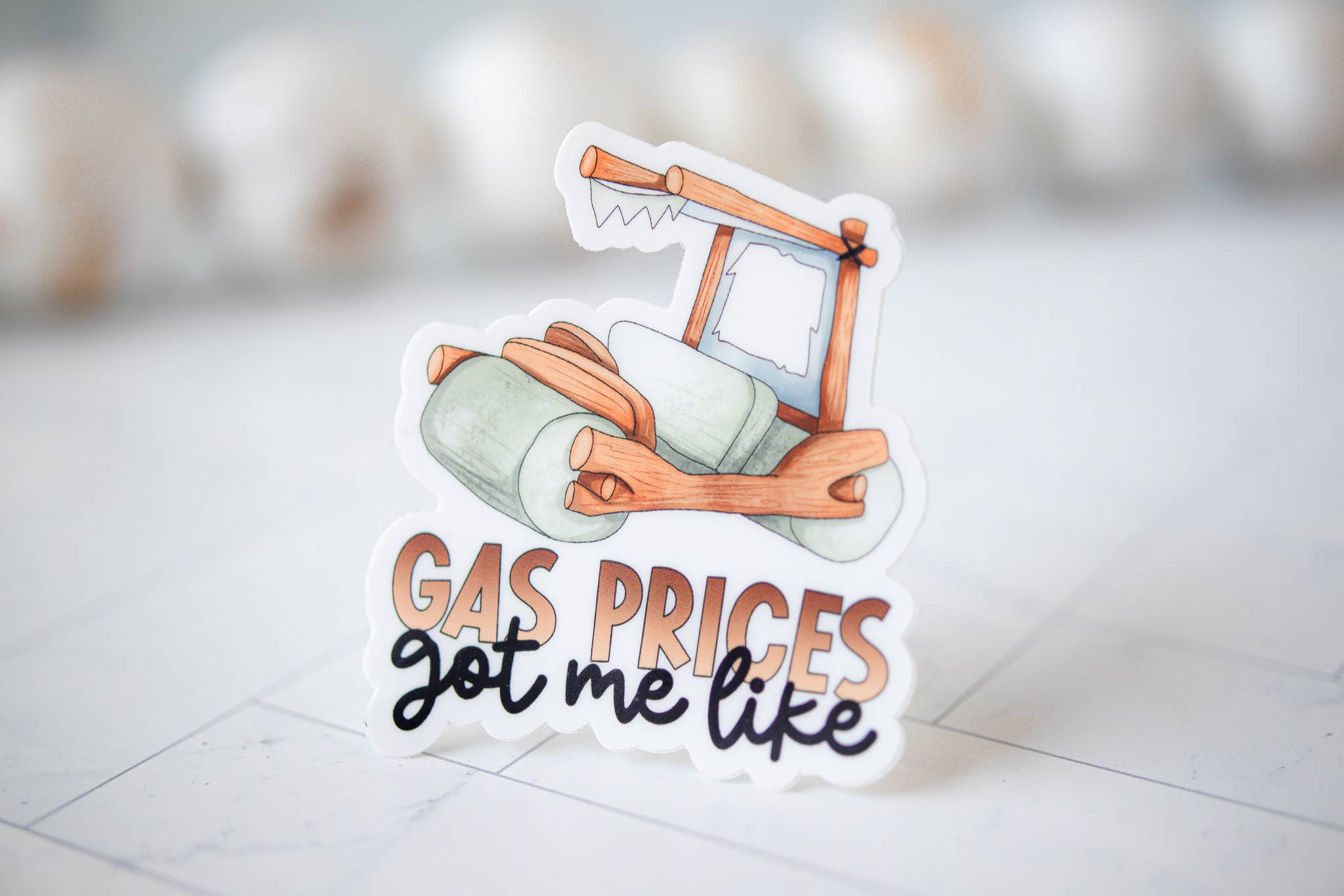 Savannah and James Co - Wholesale Sticker - Gas Prices Got Me Like, Vinyl Sticker, 3x3 in.
