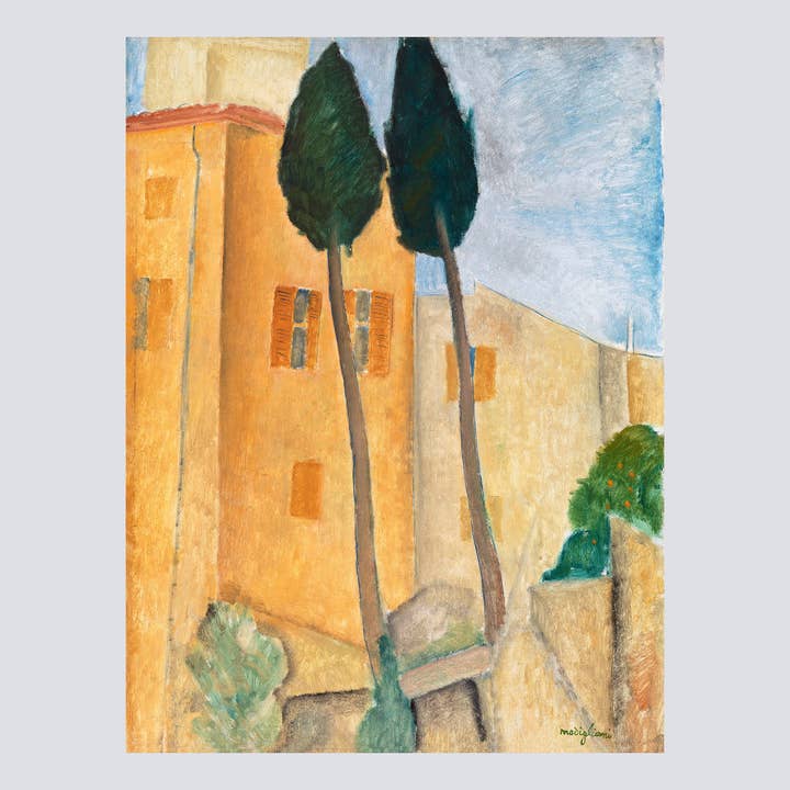 Cyprès et maisons à Cagnes (1919) Impression d'art pour la vente par Milisima Studio