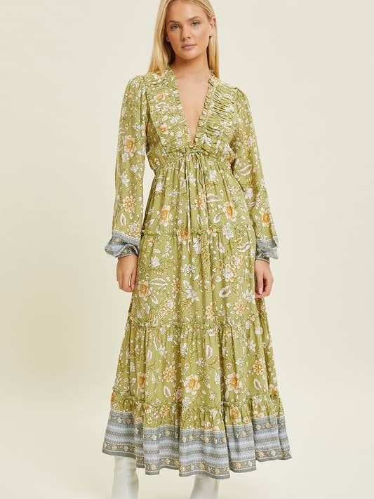 Vestido Maxi em contraste floral detalhado por atacado de Baevely by Wellmade USA