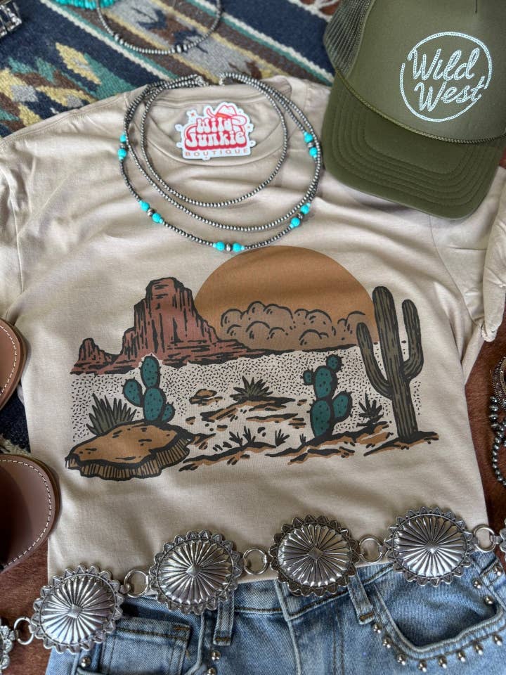 Tan Desertscape Graphic Tee for wholesale on Faire