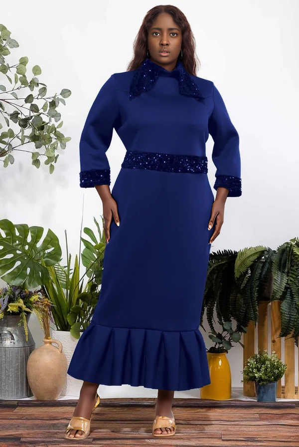 J2 FASHION - Wholesale Dress - Women's - Sequin Trim Ruffle Hem Dress4