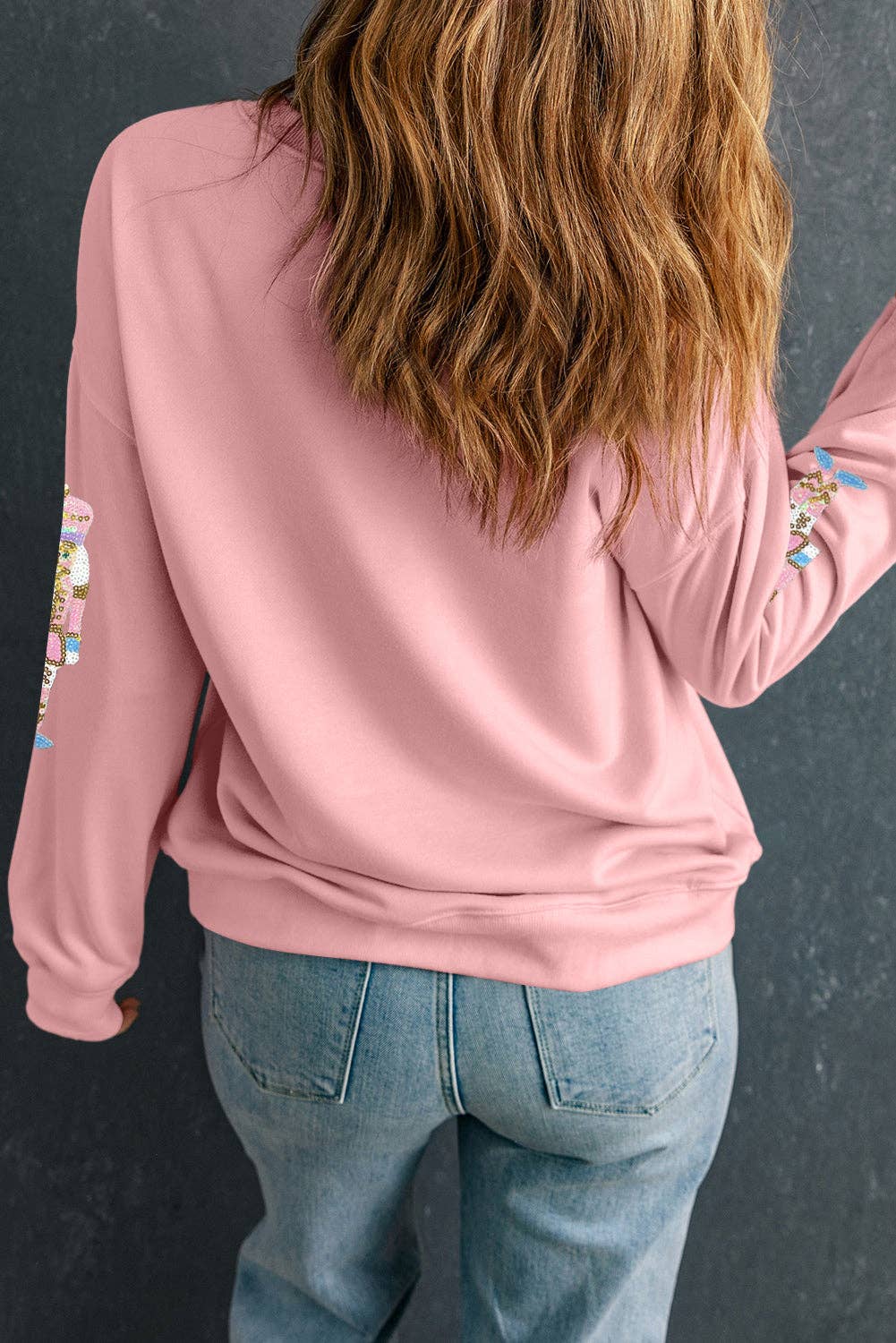 Pink Sequin Christmas Pullover Sweatshirt for wholesale on Faire3