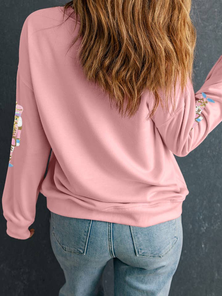 Pink Sequin Christmas Pullover Sweatshirt for wholesale on Faire3