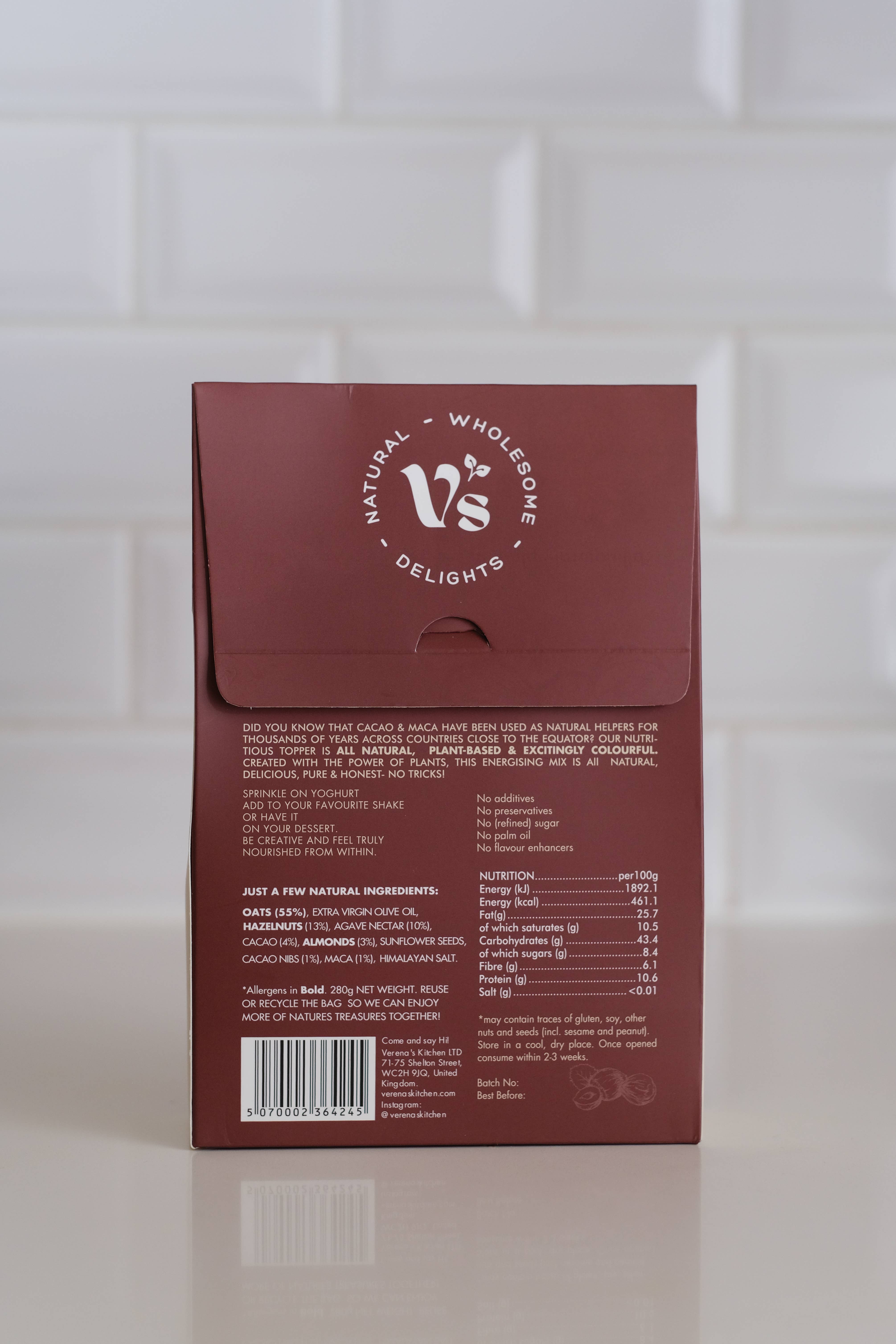 Verenas Kitchen LTD – Großhandel Granola – Knuspriger Haselnuss-Crunch - Superfood-Topping1