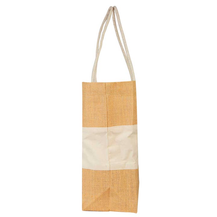 ecojutebags - Wholesale Grocery/shopping bag - Eco-Friendly Jute Tote with White Canvas Panel & Rope Handle5