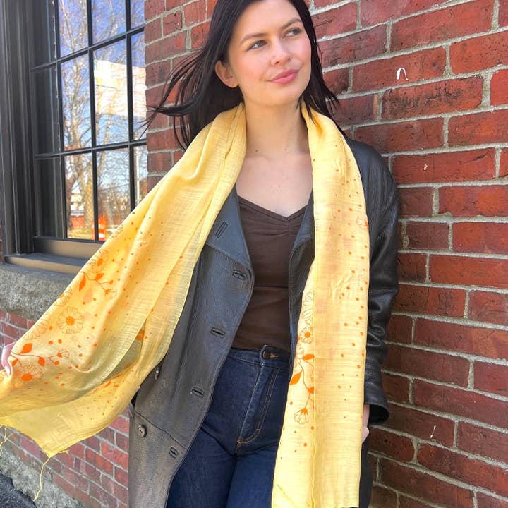 Wooven - Wholesale Scarf - Women's - Screen Printed Silk Blend Scarves in 13 colors and patterns, hand printed in Vietnam24