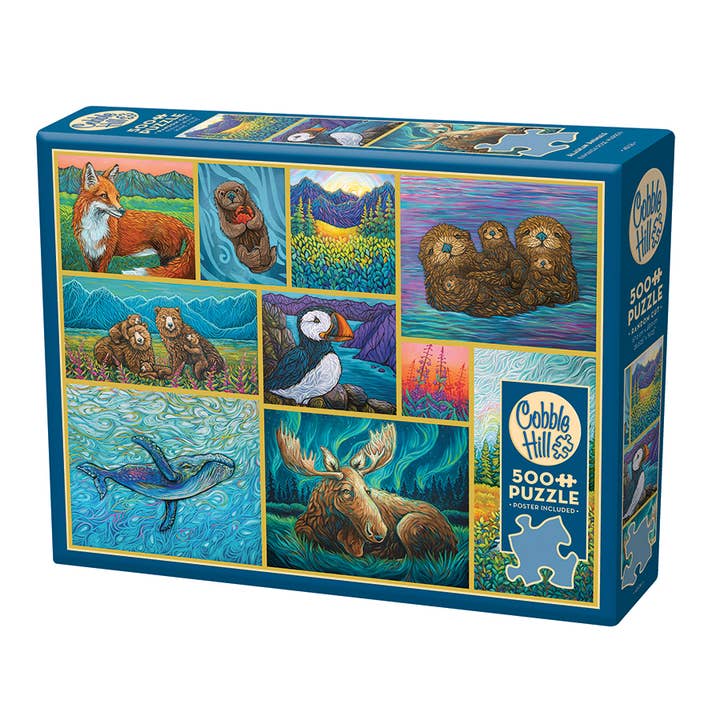 Alaskan Animals - 500pc-Puzzle by Amanda Rose Warren for wholesale by Outset Games and Cobble Hill Puzzles