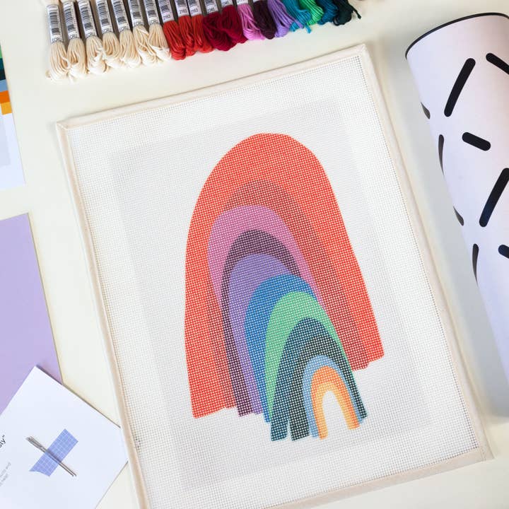 Unwind Studio - Wholesale Embroidery/Cross Stitch Supplies - From the Other Side Rainbow Needlepoint Kit | DIY Embroidery