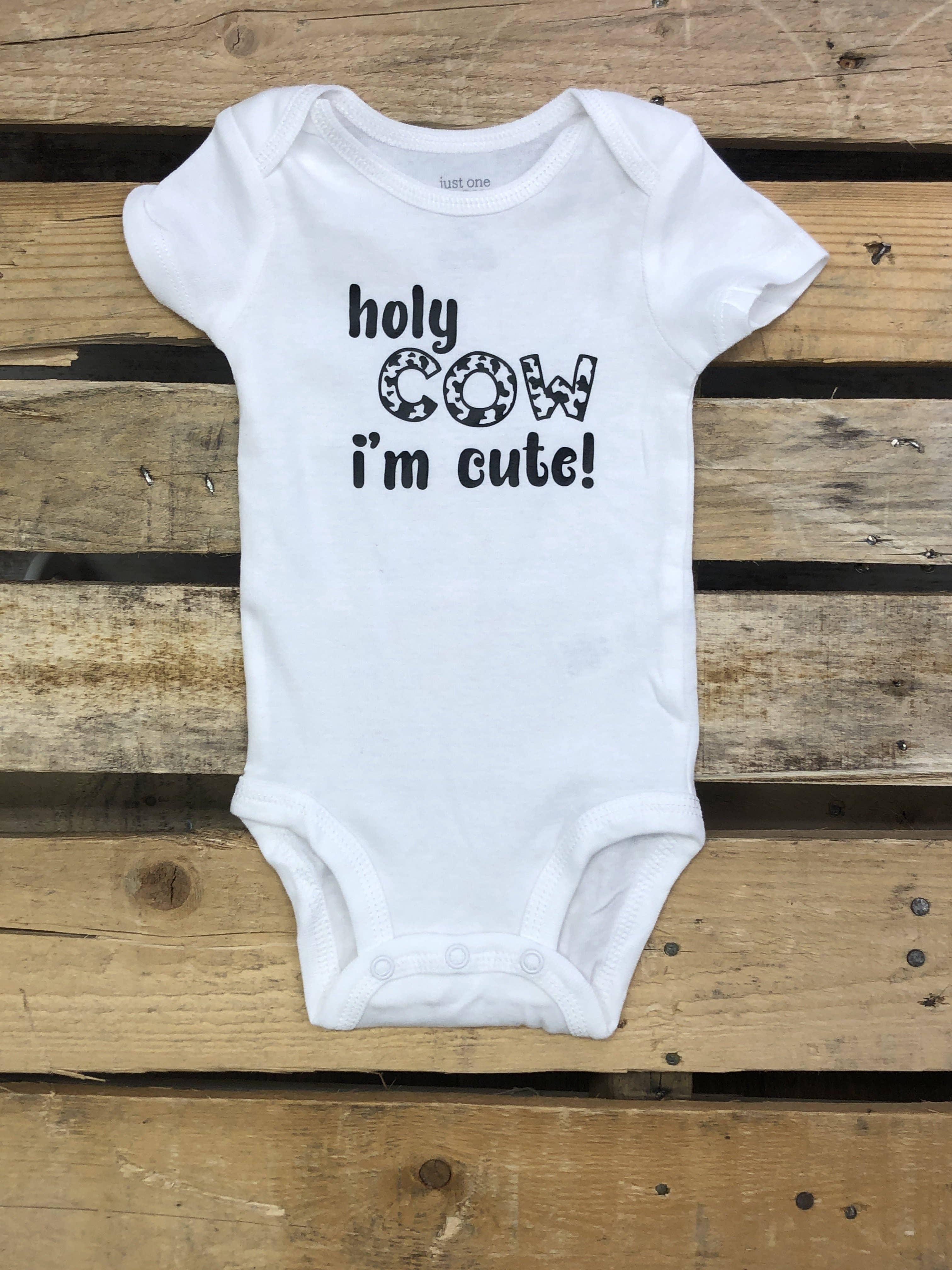 Infant Baby Girls Bodysuit Short-Sleeve Onesie Holy Cattle Print Outfit Spring Pajamas
