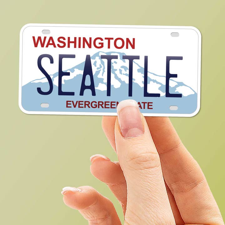 Seattle Washington License Plate Sticker for wholesale by Sentinel Supply