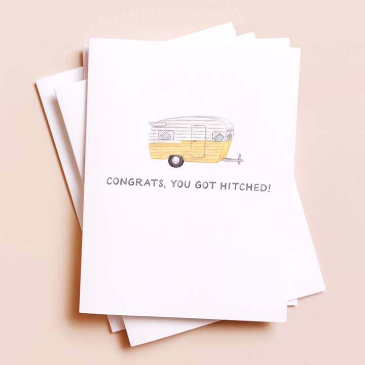 Amy Zhang - Wholesale Wedding Card - Getting Hitched — Travel Pun Wedding Card0