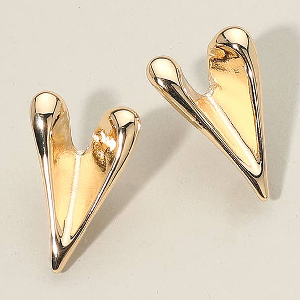 Guldpläterade abstrakta hjärtformade örhängen för wholesale av Sensibling Corp.