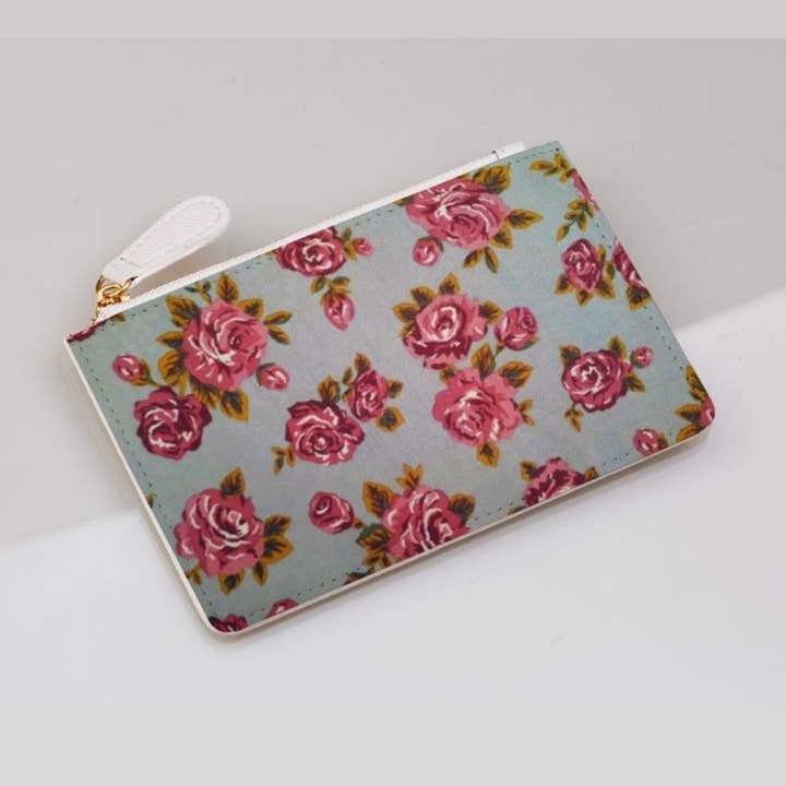 Grey Floral Coin Purse for wholesale by LanRetro