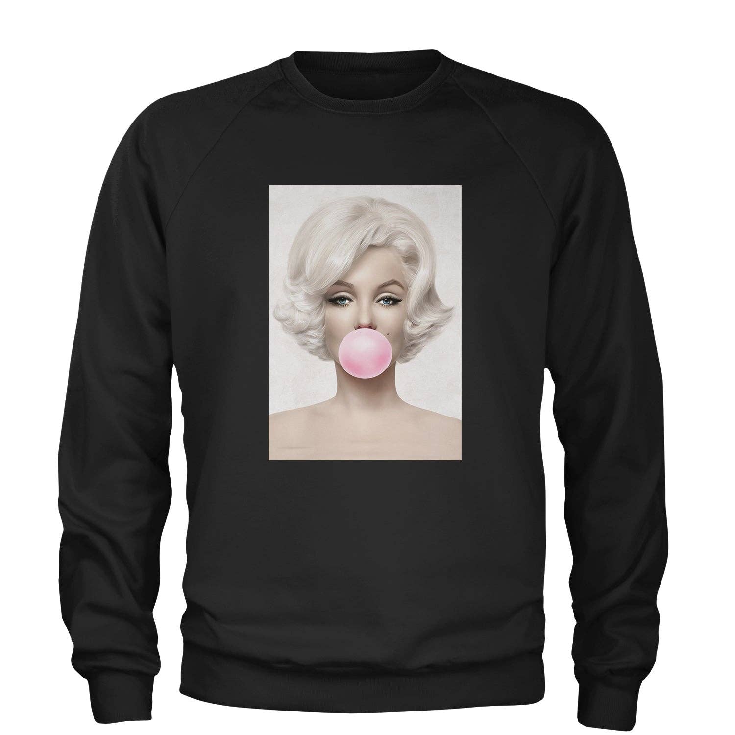 Expression Tees - Wholesale Graphic Sweatshirt - Unisex - Marilyn Monroe Pink Bubble Gum Adult Crewneck Sweatshirt0