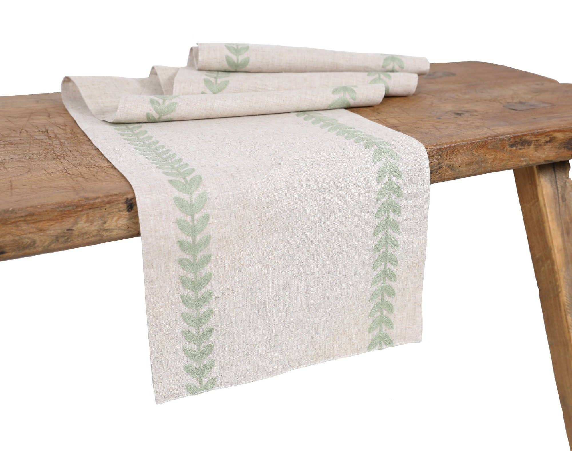 Xia Home Fashions & Manor Luxe - Wholesale Table Runner - Cute Leaves Crewel Embroidered Table Runner4