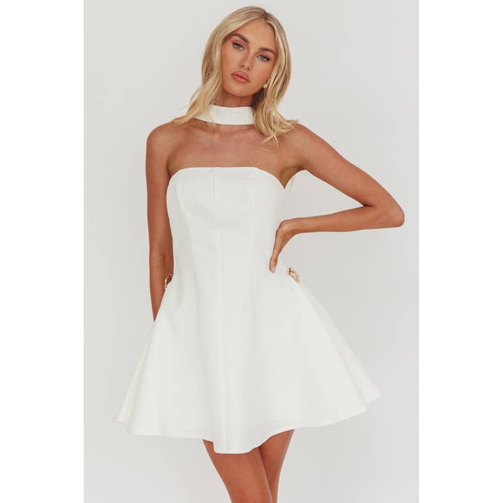 HALTER SCARF MINI DRESS for wholesale by One and Only Collective