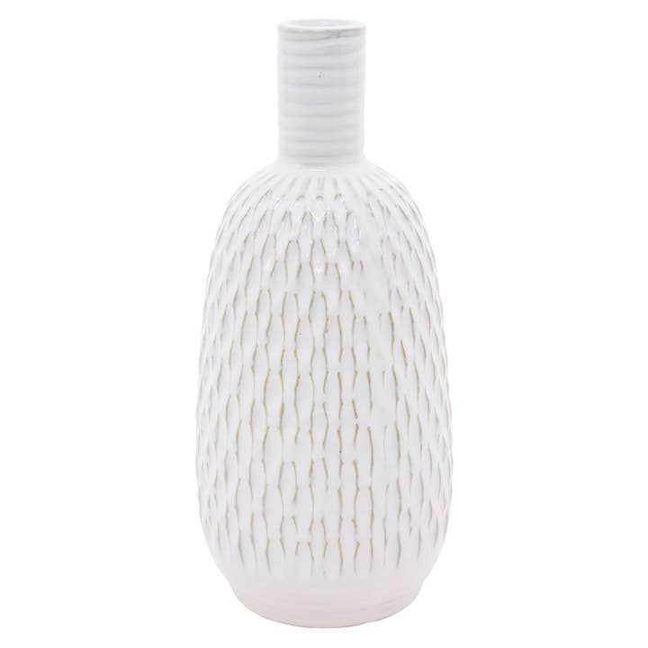 Tall White Textured Vase for wholesale by WT Collection