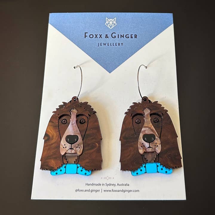 Boucles d'oreilles Rupert le Cocker Spaniel pour la vente par Foxx & Ginger Jewellery