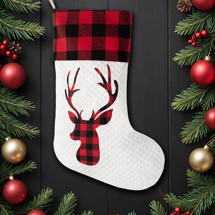 GEXWORLDWIDE - Wholesale Holiday Stocking - 2025 New Classic Red Black Plaid Christmas Stocking