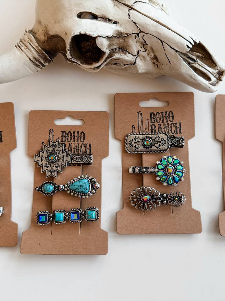 Western Hair Pin 3 Piece Set Bling Bobby Pin for wholesale by Boho Ranch Shop