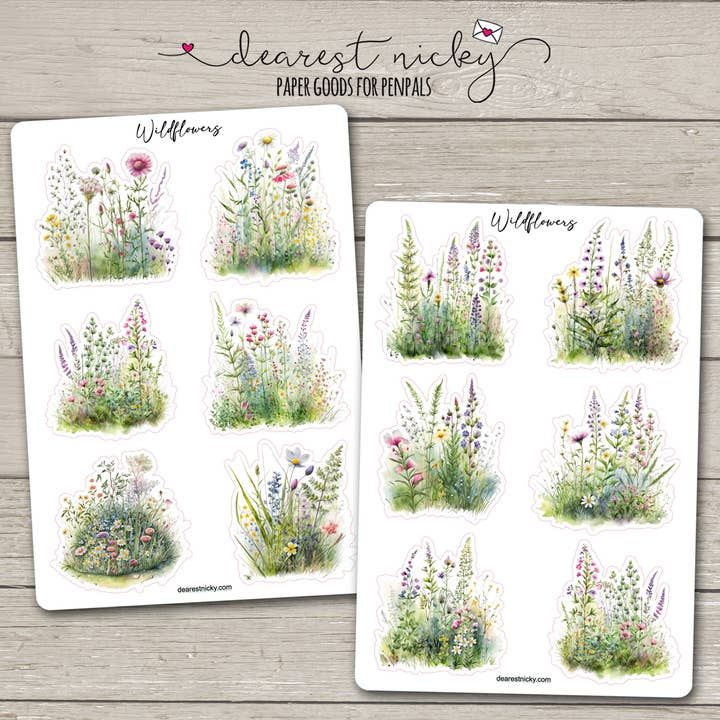 Autocolantes de Flores Silvestres - 2 Folhas por atacado de Dearest Nicky / Mouse & Wren