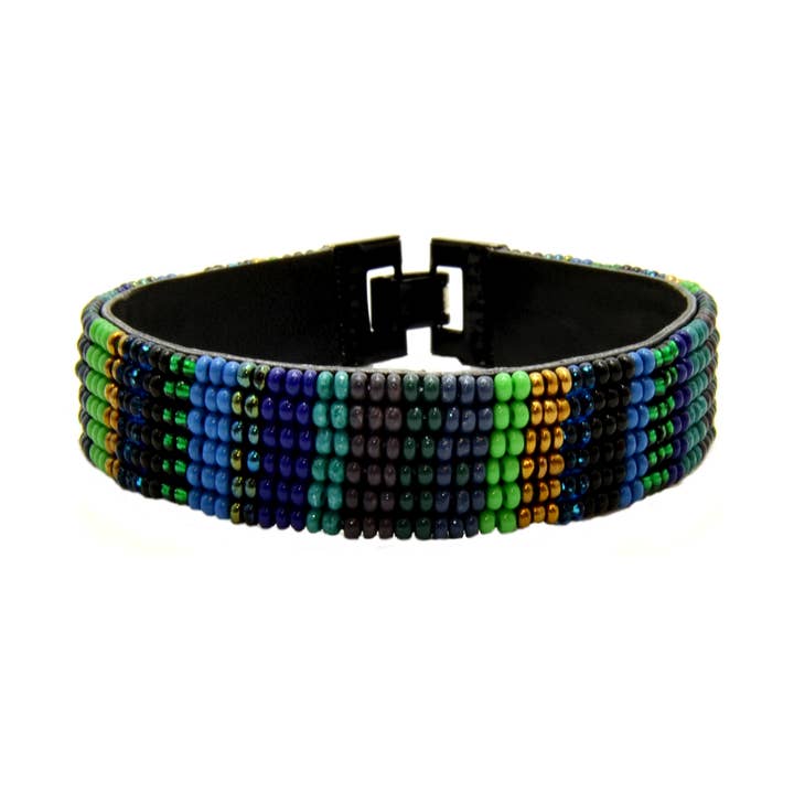 Seed Beaded 6 Row Color Block Bracelet in Bali for wholesale by Erik & Mike