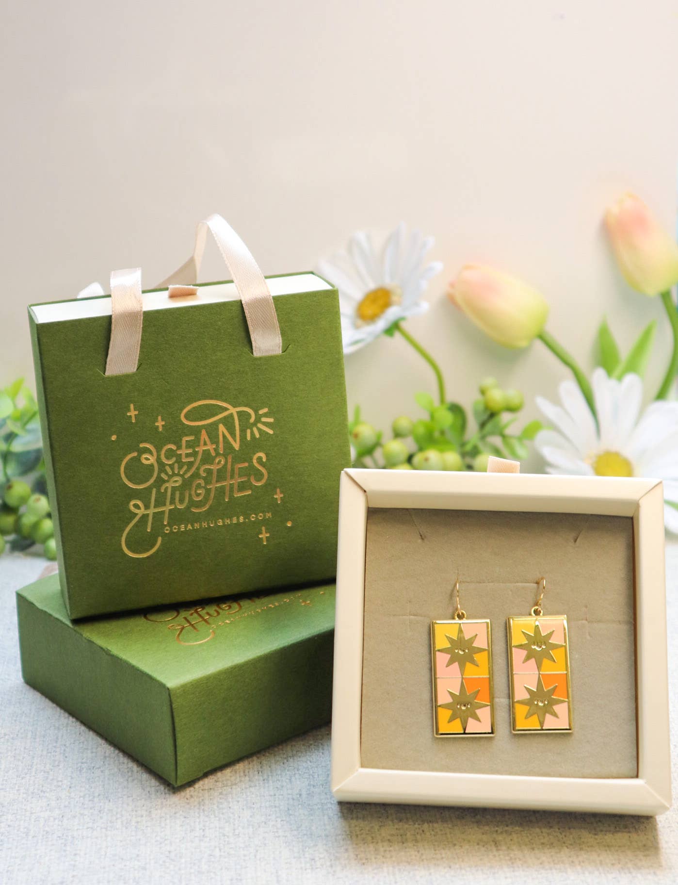 Ocean Hughes - Wholesale Dangle Earrings - Stardust Tile Enamel Earrings  3