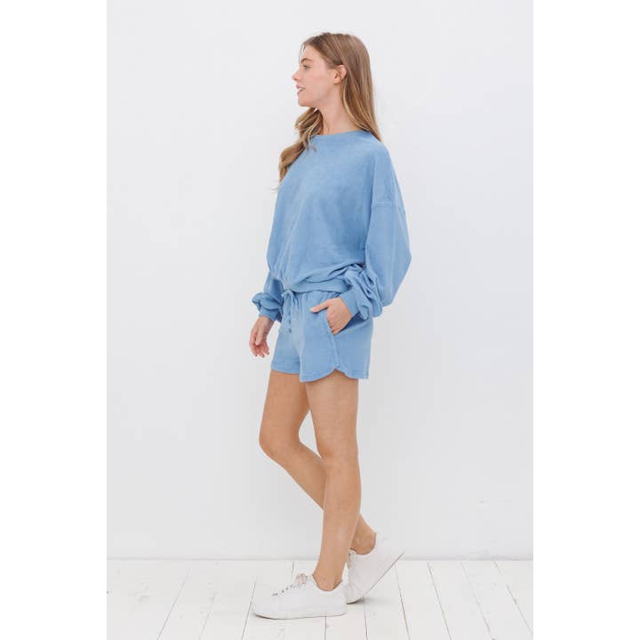 Sweet Generis - Wholesale Lounge Set - Women's - TOWEL FABRIC SWEATSHIRT AND SHORTS SET10