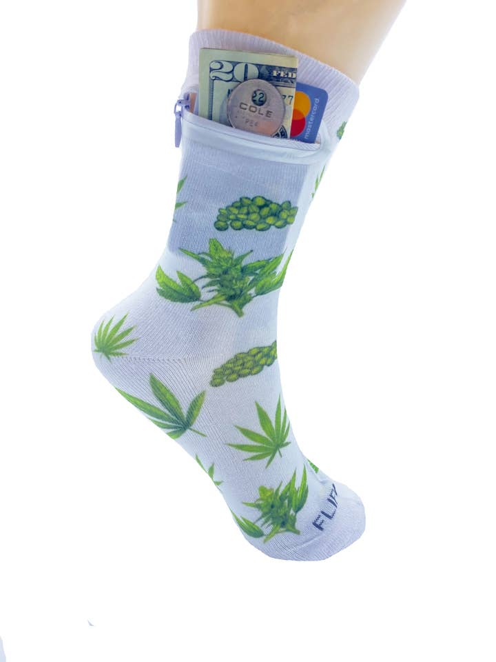 Cannabis Zipper Socks for wholesale by Flippysox