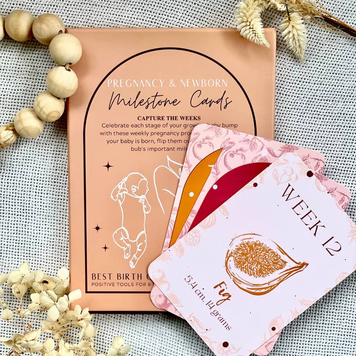 Best Birth Co - Wholesale Milestone Art/Keepsake - Kids & Baby - 15 Pregnancy Annoucement Gift Milestone Cards for Mum & Bub5