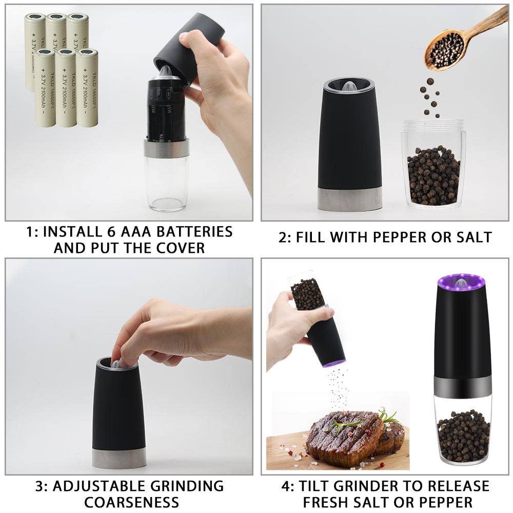 Vistal Supply - Wholesale Pepper Mill - Electric Gravity Sensor Automatic Pepper Grinder Kitchen Tools SP2
