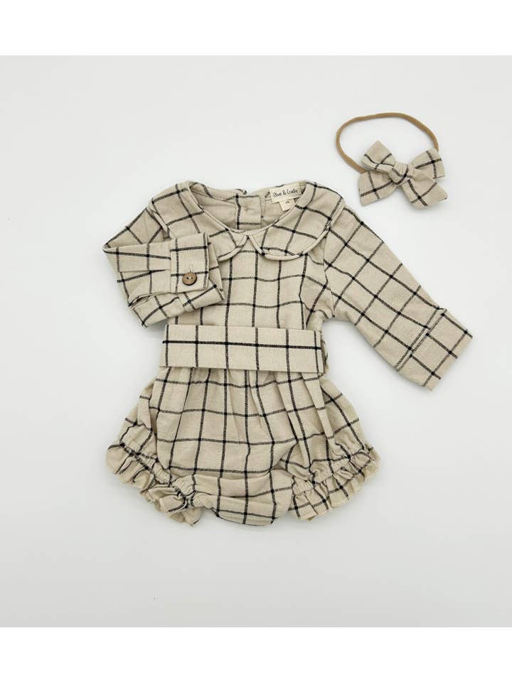 OLIVE & CRADLE - Wholesale Clothing Set - Baby - Plaid Cotton Romper