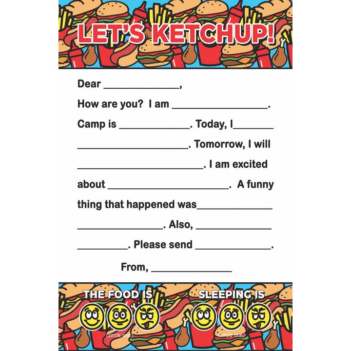 LET'S KETCHUP Fill-In Stationery with Envelopes & Pen for wholesale by Sunny Marshmallow