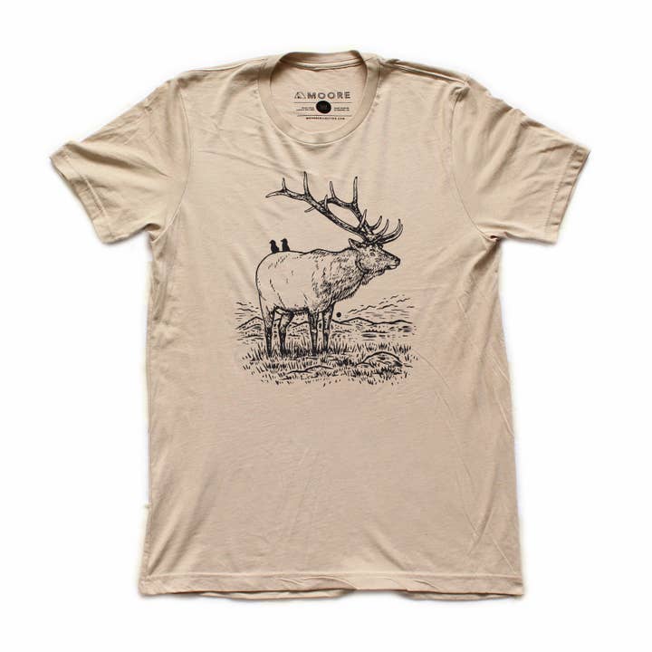 Elk Tee - Tan Tri-Blend for wholesale by Moore Collection