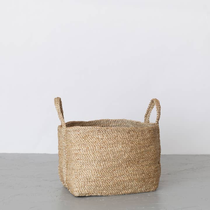 Will & Atlas - Wholesale Basket - Rectangular Floor Basket with handle, jute - small