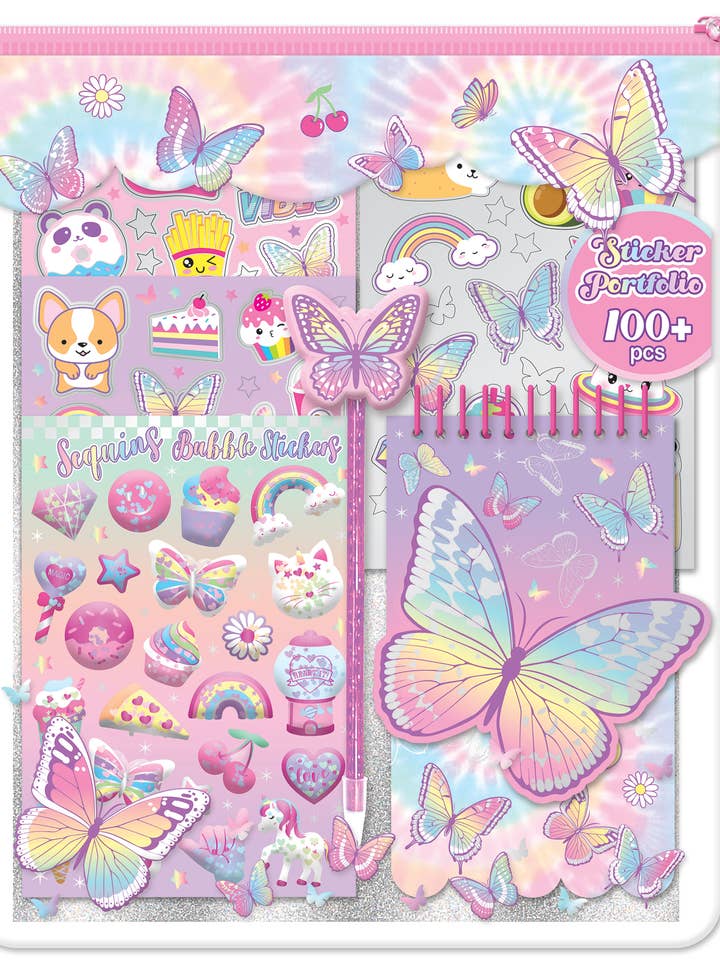 Sticker Portfolio, Tie Dye Butterfly for wholesale by Hot Focus, Inc.