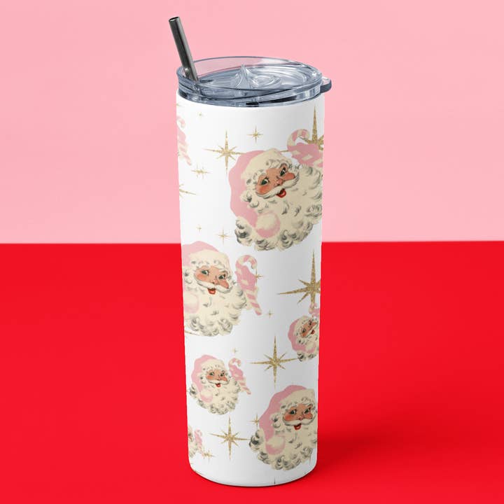Vintage Pink Santa Retro Tumbler for wholesale by With Love Louise