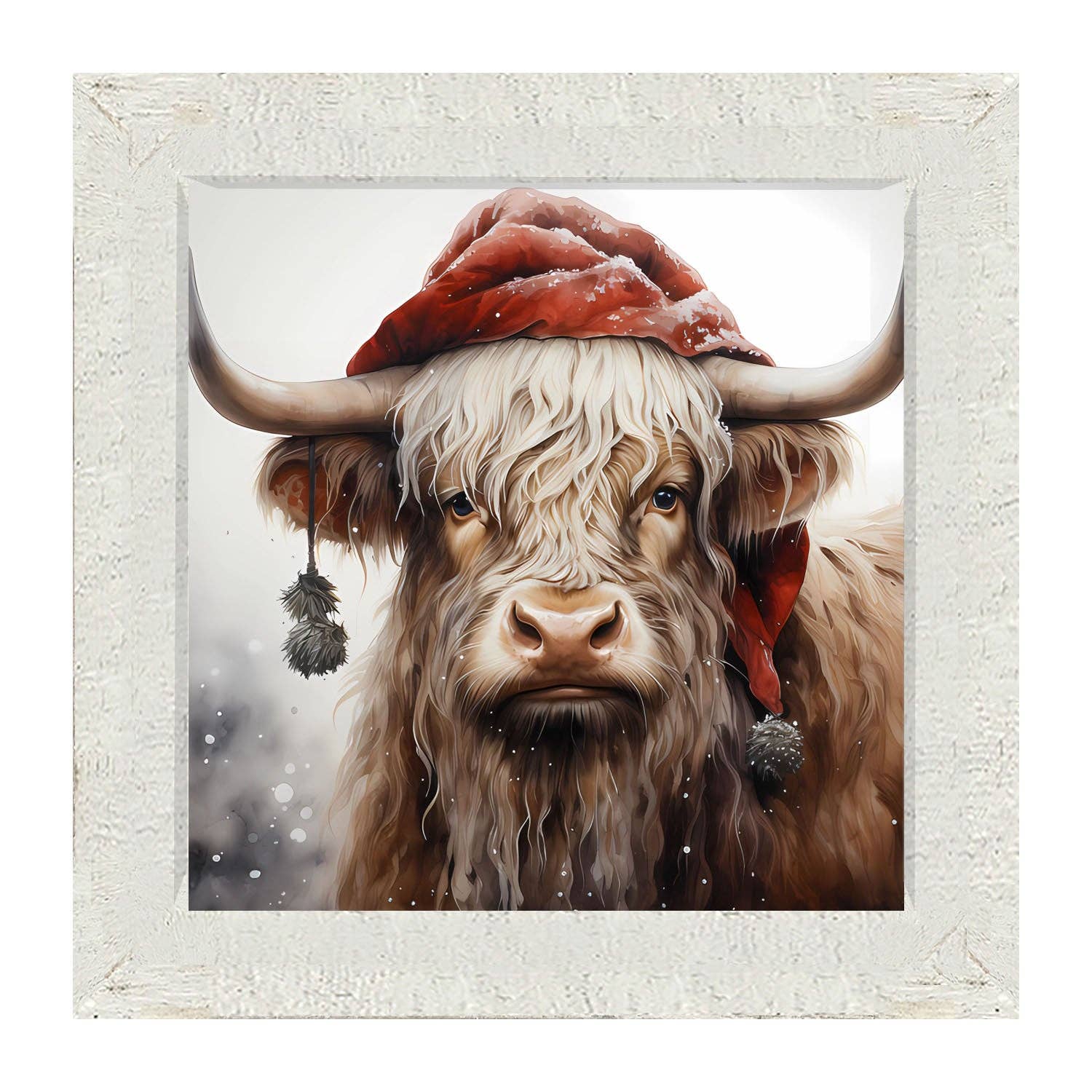 ginger blue - Wholesale Art Print - Highland cow with Santa hat2