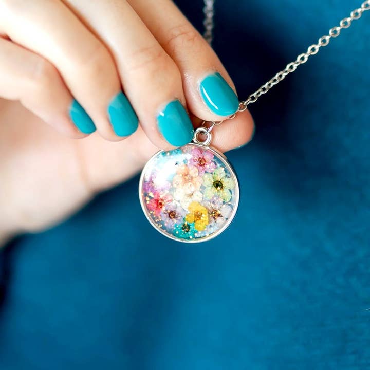 Forget Me Not Necklace | Handmade 18 Inch Pendant Necklace for wholesale by Aqua Essence Co
