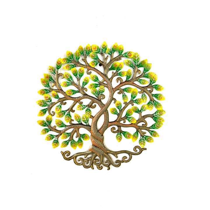 Medium Yellow Tree of Life for wholesale by Haiti Fair Trade- Papillon Marketplace
