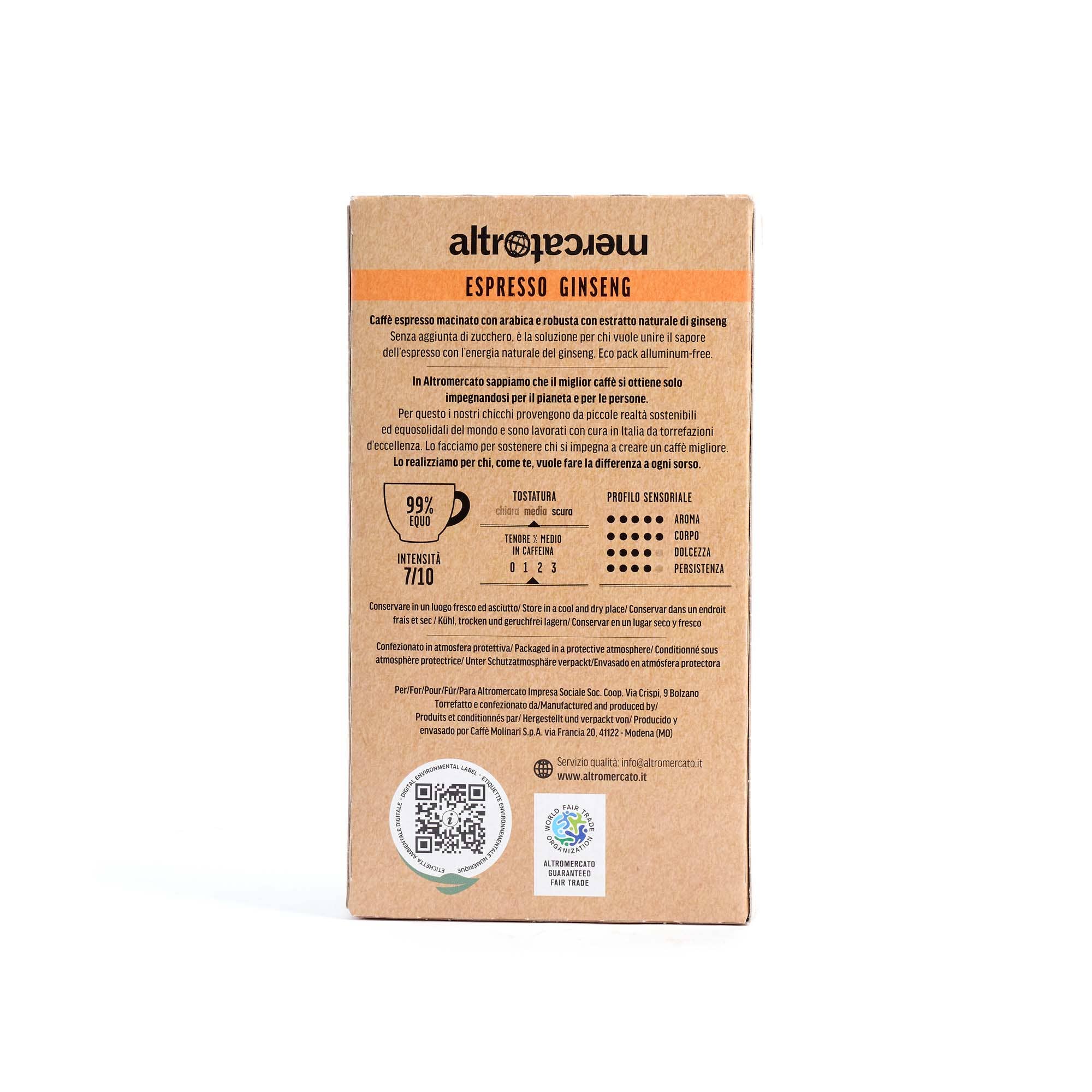 Altromercato – wholesale Instant coffee/espresso – Ginseng Espresso Coffee - Sugar-free - 18 pods - 126 g4