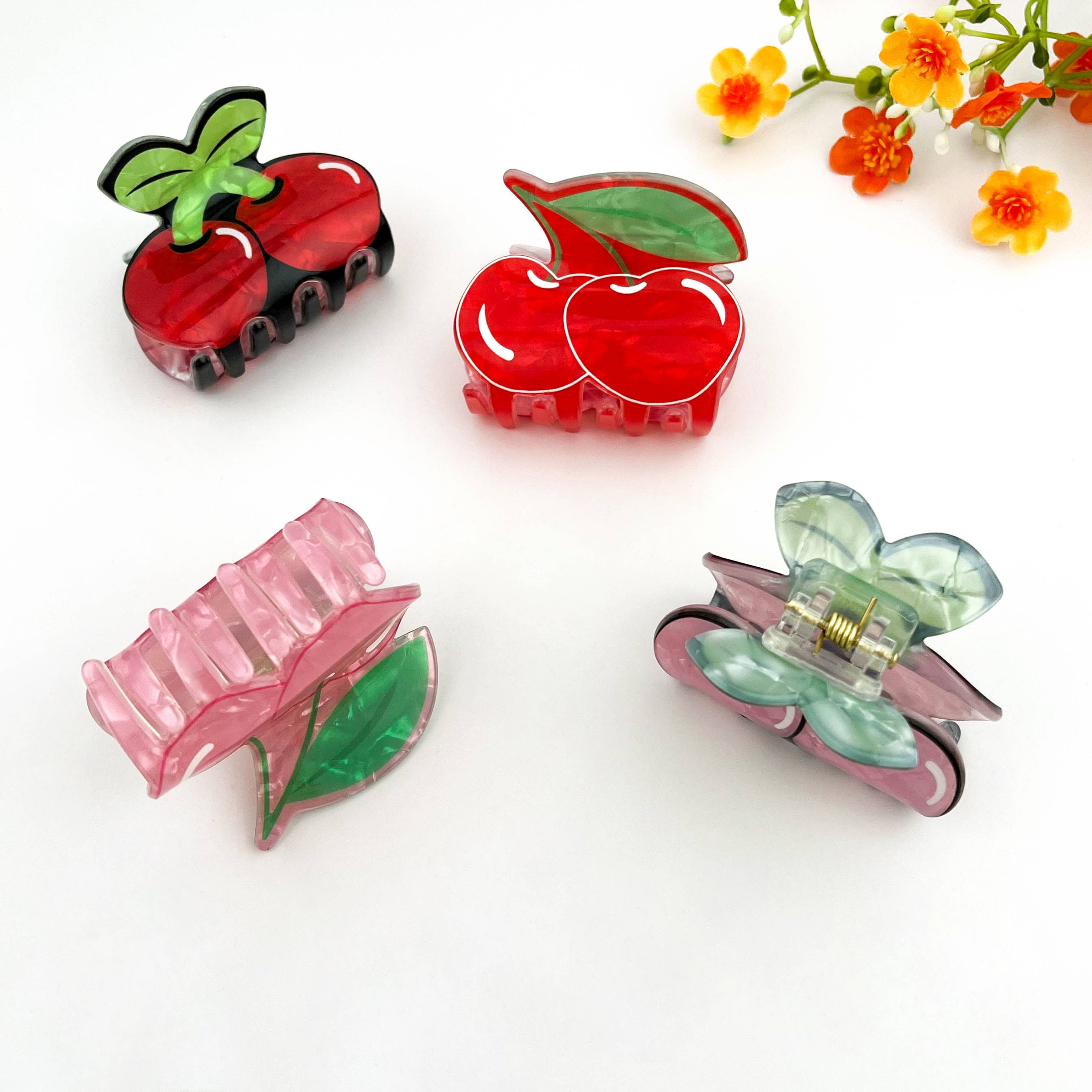 mildstyles – wholesale Hair clip – Women’s – 🍒 Cherry Fruit Acrylic Printed Hair Claw Clip3