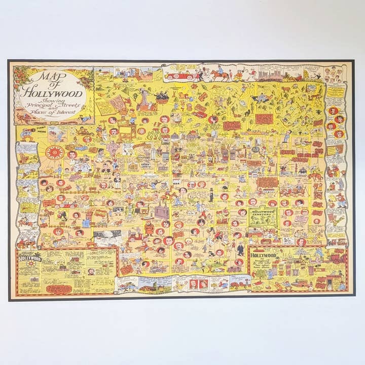 Map of Hollywood - Vintage Map Reproduction for wholesale by Big Wheel Press
