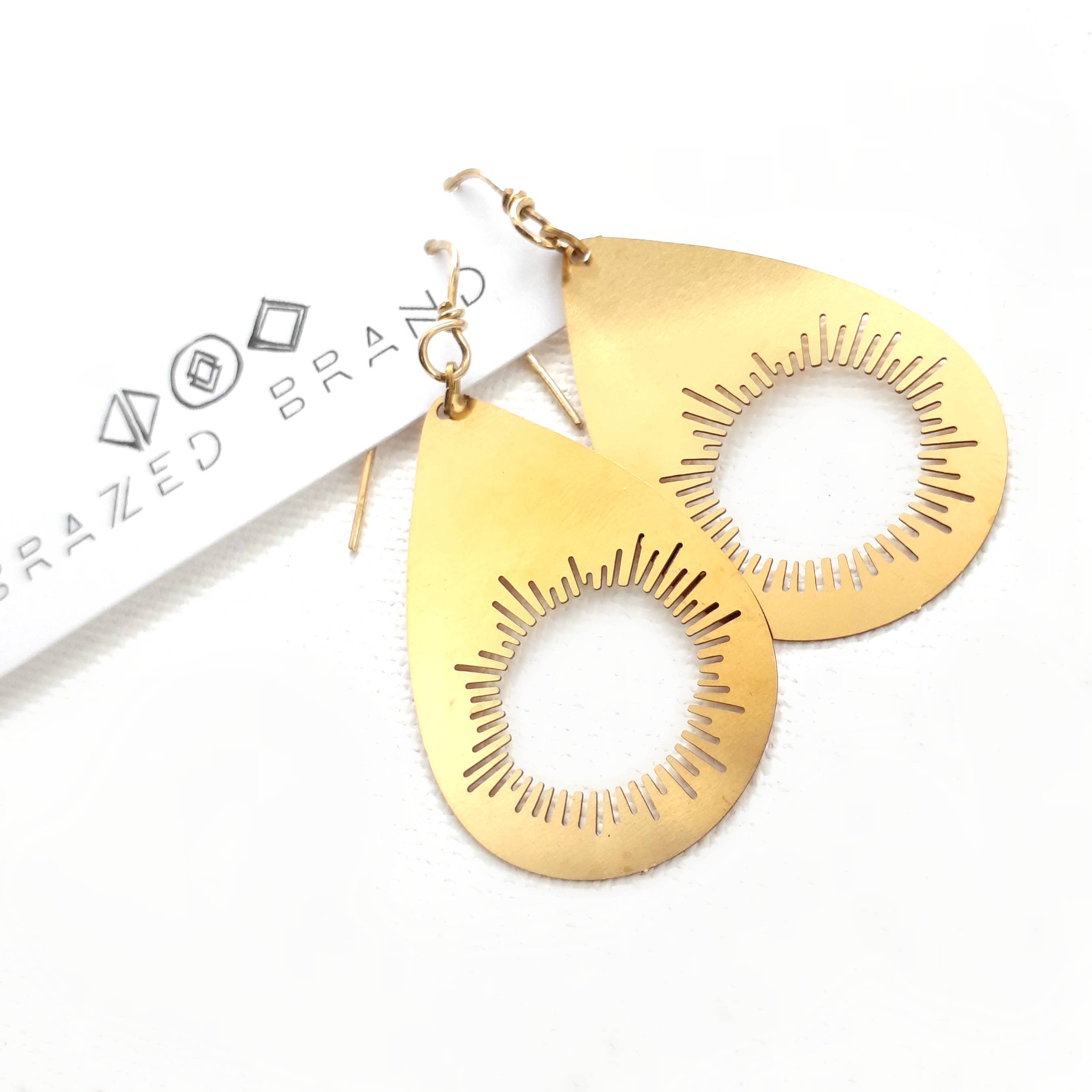 Rose and Della - Wholesale Dangle Earrings - Cutout Sunburst Brass Earrings1