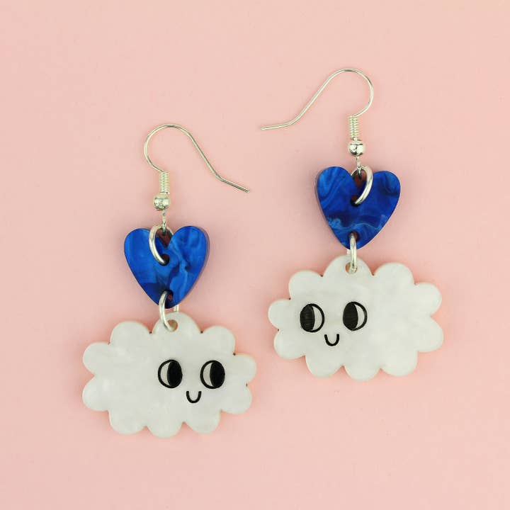 Doodllery Cloud Earrings - Blue for wholesale by Little Moose