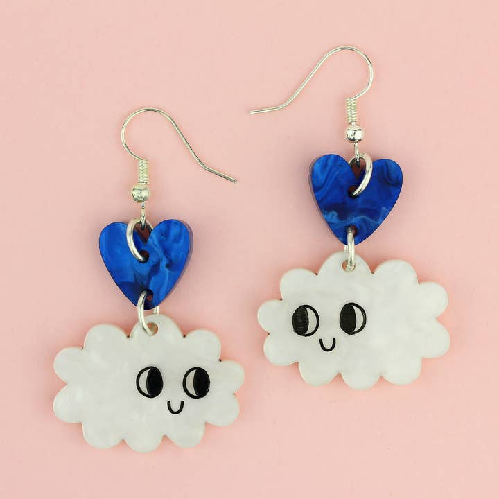 Doodllery Cloud Earrings - Blue for wholesale by Little Moose