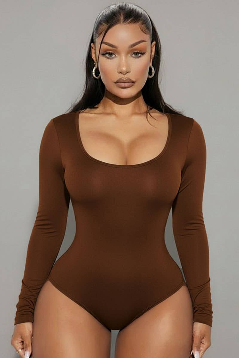 CAPELLA APPAREL - Wholesale Bodysuit - Women's - Scoop Neck Solid Long Sleeve Bodysuit3