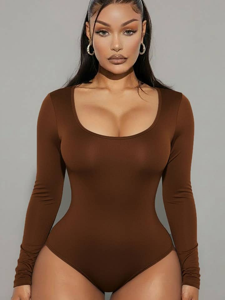 CAPELLA APPAREL - Wholesale Bodysuit - Women's - Scoop Neck Solid Long Sleeve Bodysuit3