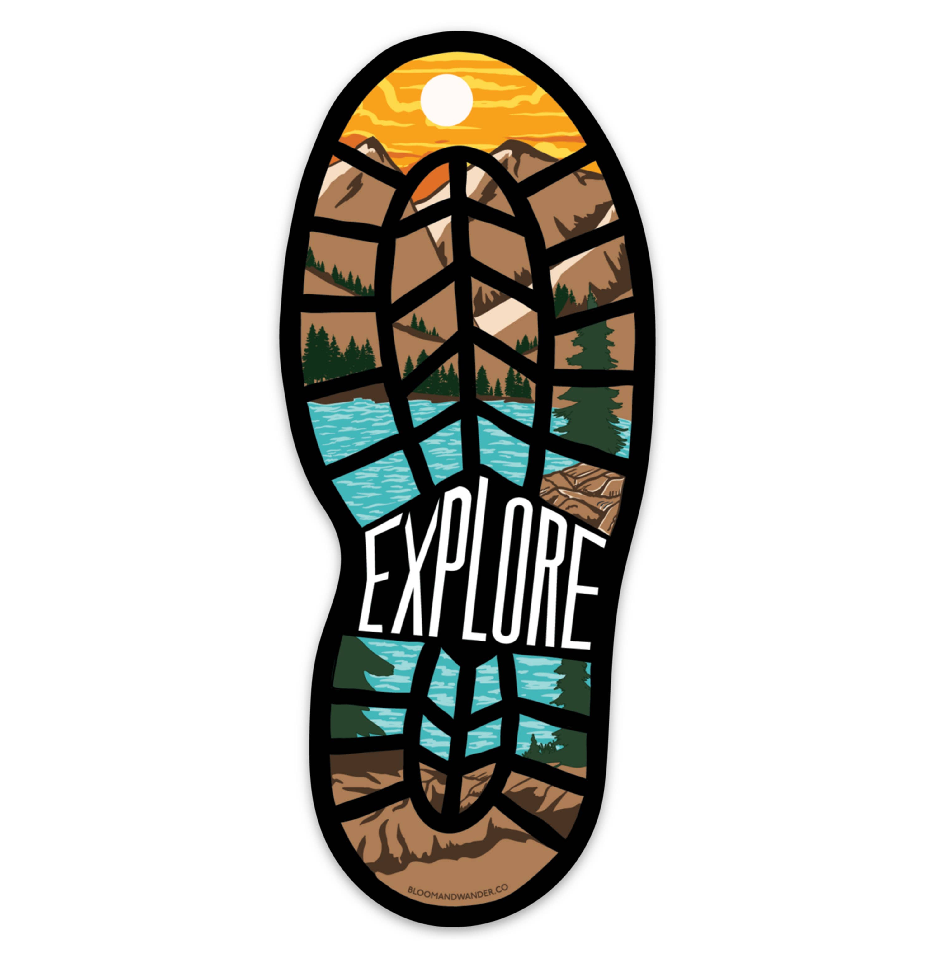 Bloom & Wander - Vente Autocollant - Autocollants imprimés pour bottes de randonnée Explore | Outdoor Camping Lake1